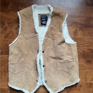 Women’s Tan Suede Furry Vest